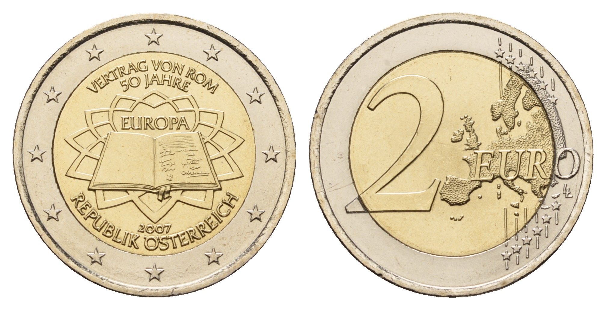 Австрия 2 евро 2007 50 лет подписанию Римского договора KM 3150 биметалл UNC 1096-1-45
