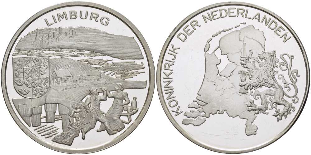 НИДЕРЛАНДЫ МЕДАЛЬ ND СЕРИЯ ГОРОДА НИДЕРЛАНДОВ, ЛИМБУРГ, ДИАМЕТР 38 ММ., ВЕС 24,9 ГР. серебро PROOF 1076-8-51