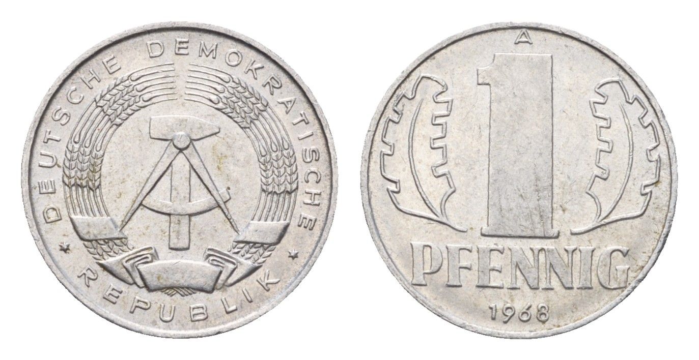 ГДР 1 пфенниг 1968 A KM 8.1 алюминий 192-161