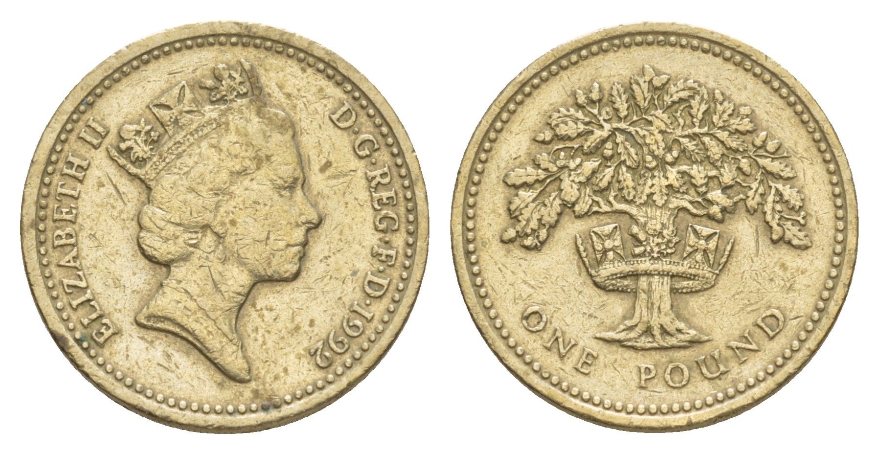 Великобритания 1 фунт 1992 Елизавета II (1952-2022) KM 948, Spink J5 никель латунь 4638-751