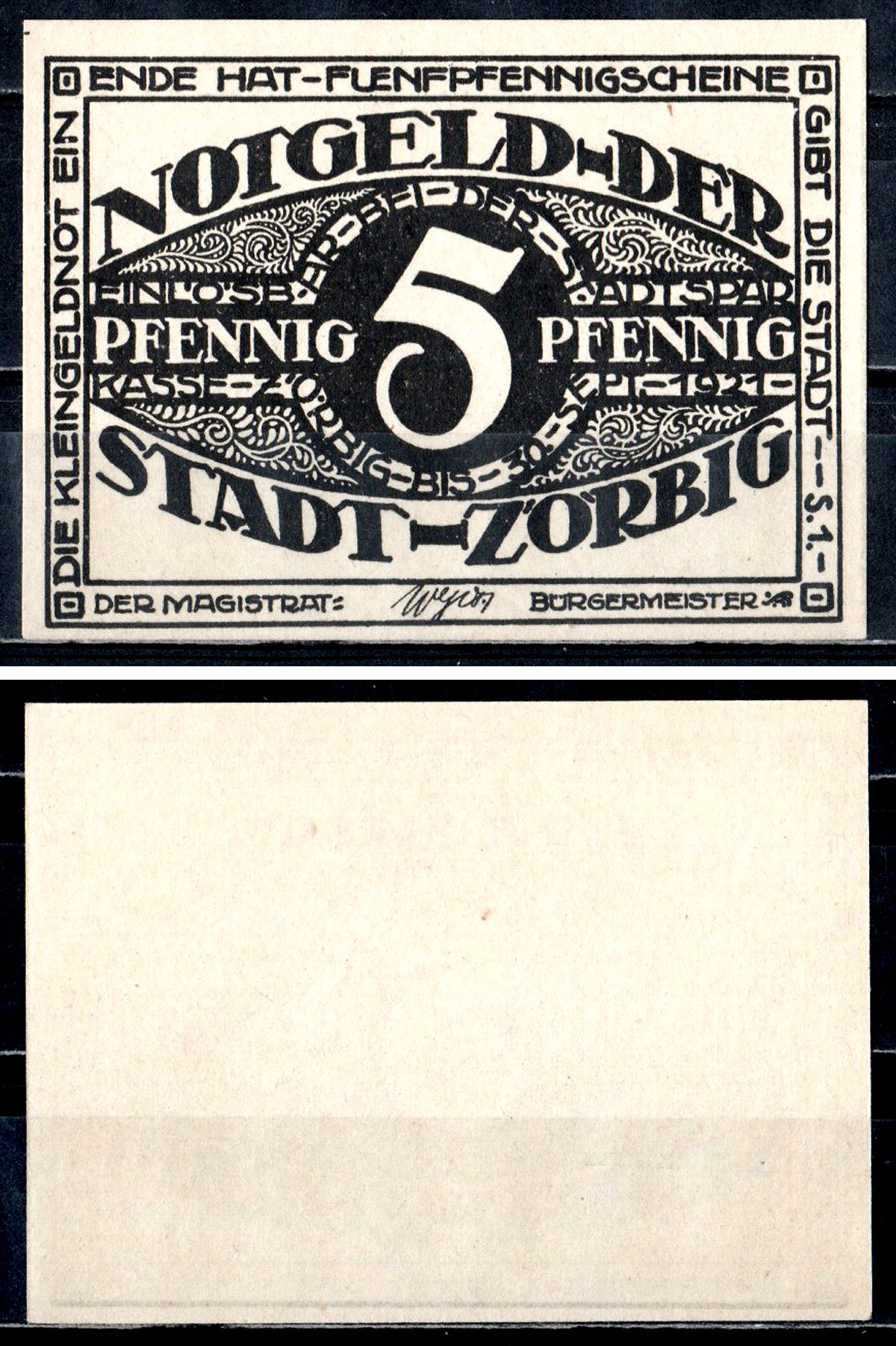 Цёрбиг (Пруссия, Саксония) 5 пфеннигов 1921 2193-41-3-1