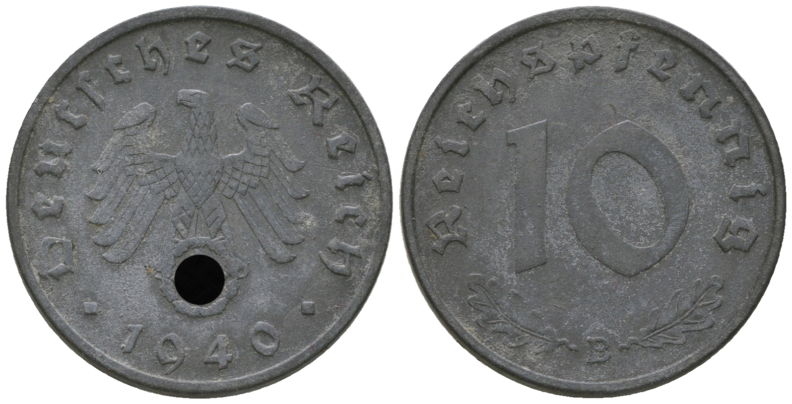 Германия 10 рейхспфеннигов 1940 B KM 101, J. 371 цинк    3459-552