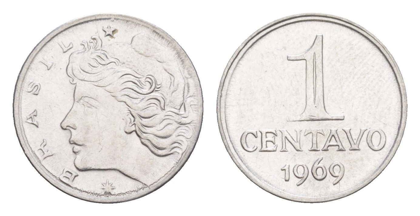 Бразилия 1 сентаво 1969 KM 575.2 нержавеющая сталь UNC 4644-369