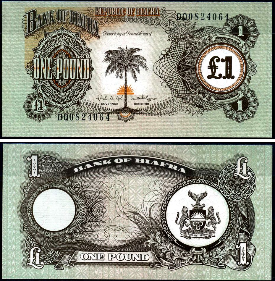 Биафра 1 фунт ND (1969) пальма Pick 5a бумага UNC (пресс) 3295-103-1-1