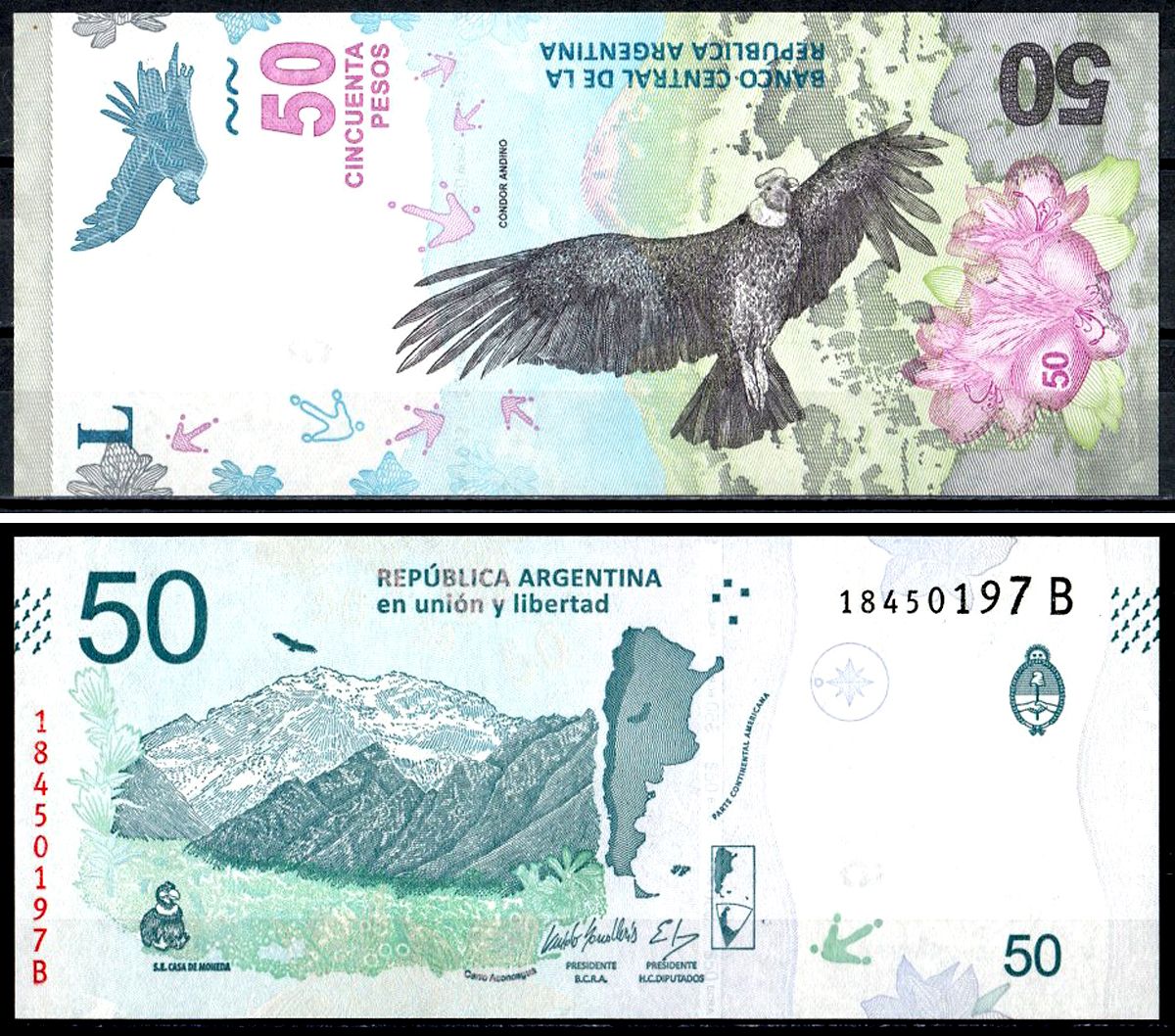 Аргентина 50 песо ND (2018) Pick 363 (2) бумага UNC (пресс) 402-66-2-2