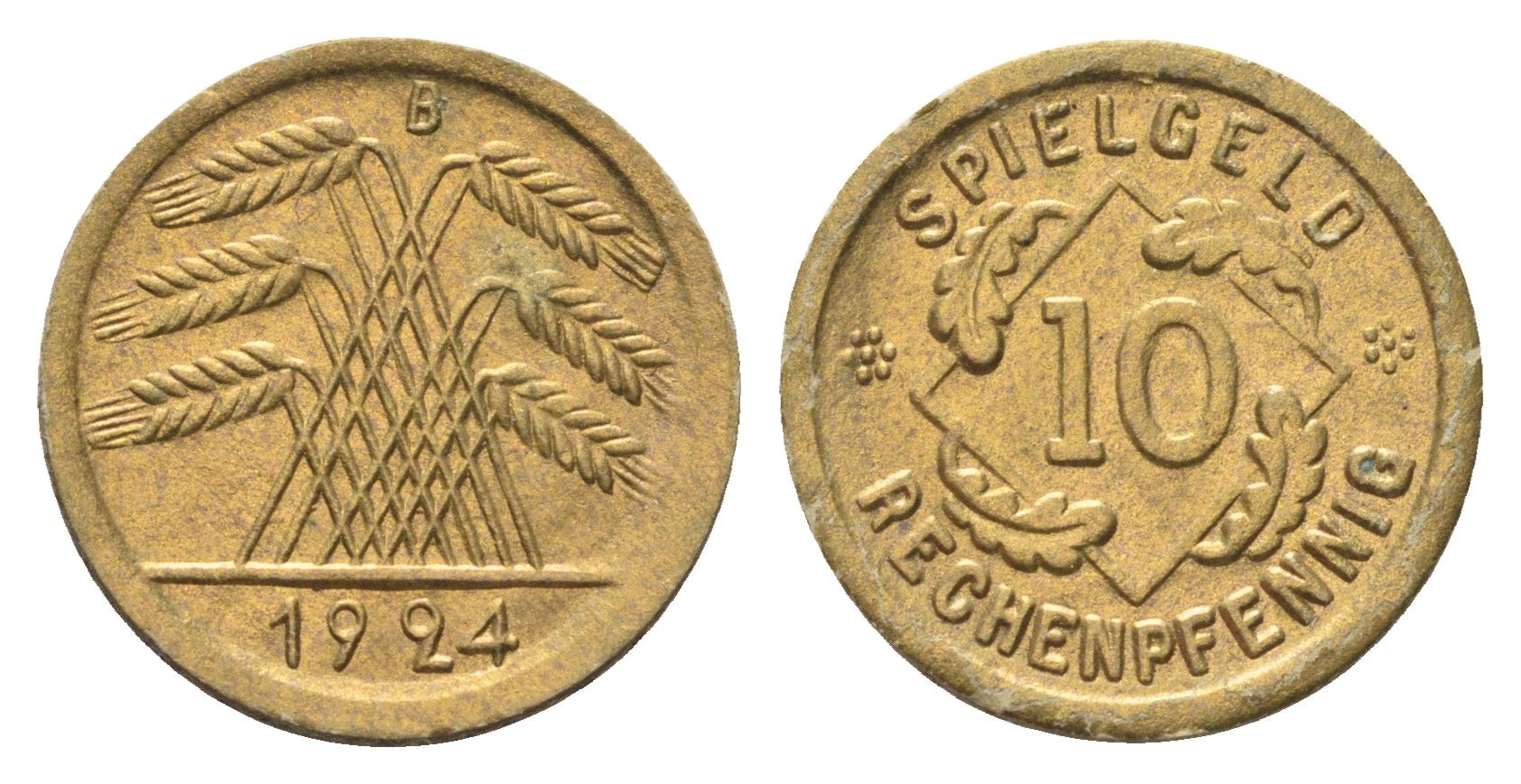 Германия игровой жетон в 10 рентенпфеннигов 1924 диаметр 21 мм, вес 0,3 гр картон 4702-1031