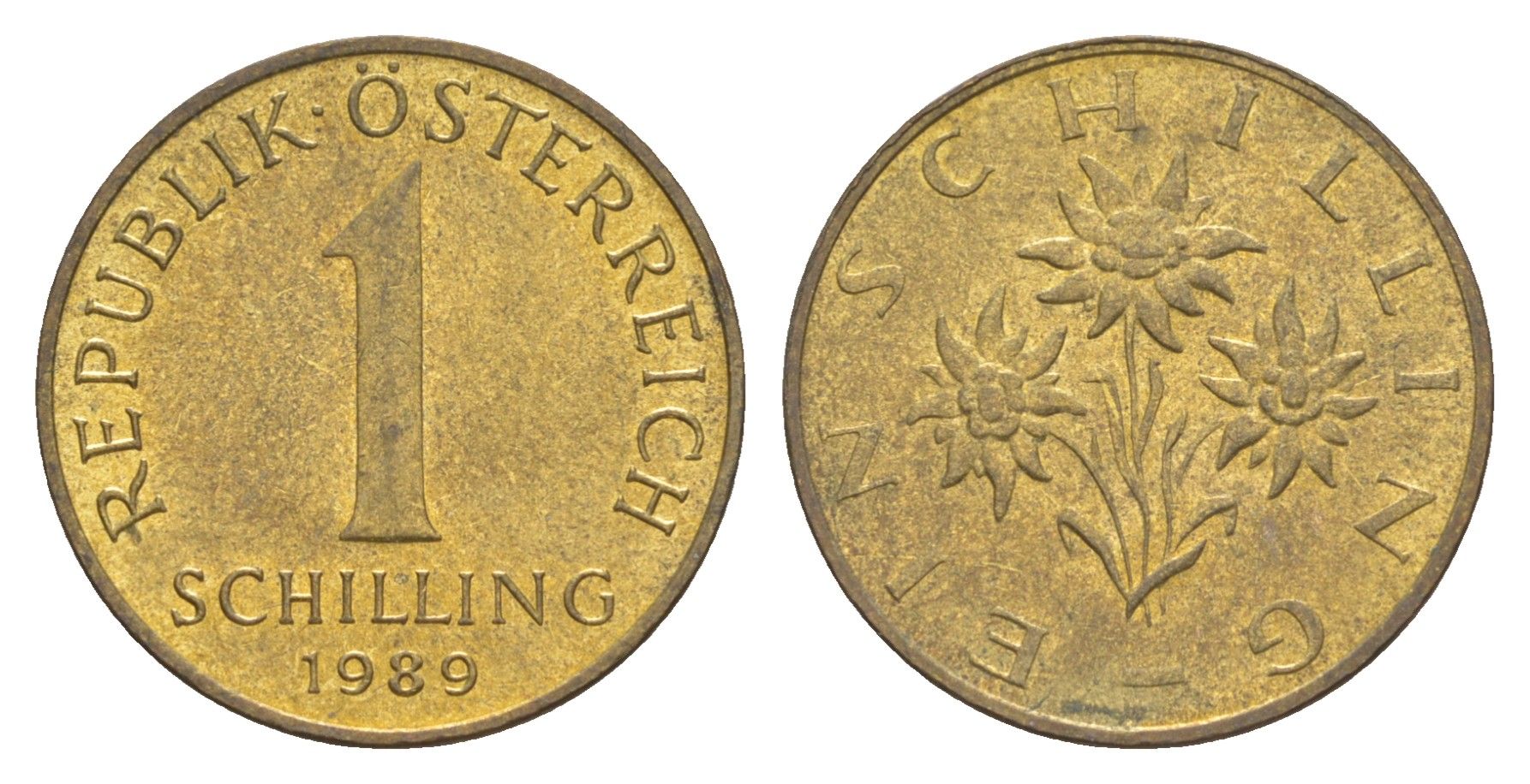 Австрия 1 шиллинг 1989 KM 2886 алюминиевая бронза UNC 4561-1245