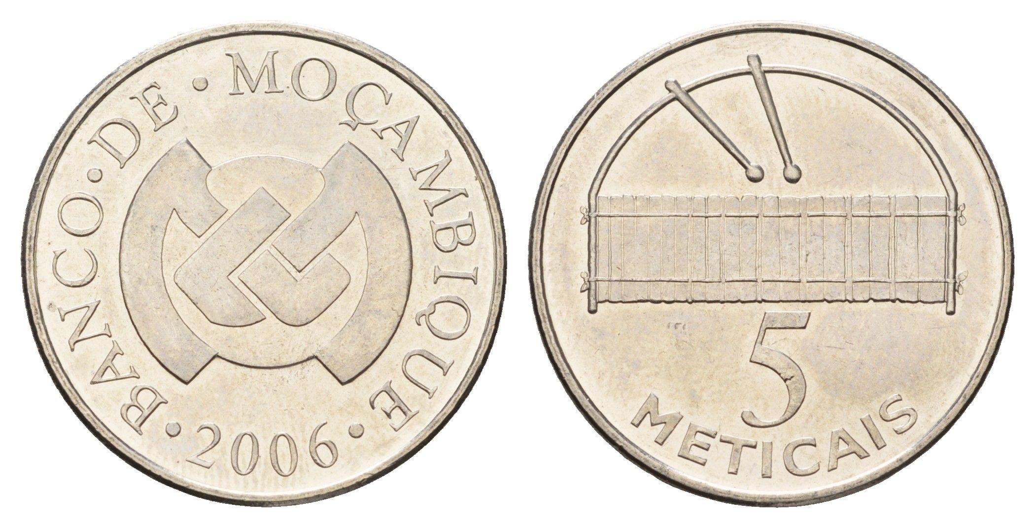 Мозамбик 5 метикалов 2006 KM 139 сталь плакированная никелем UNC 216-326