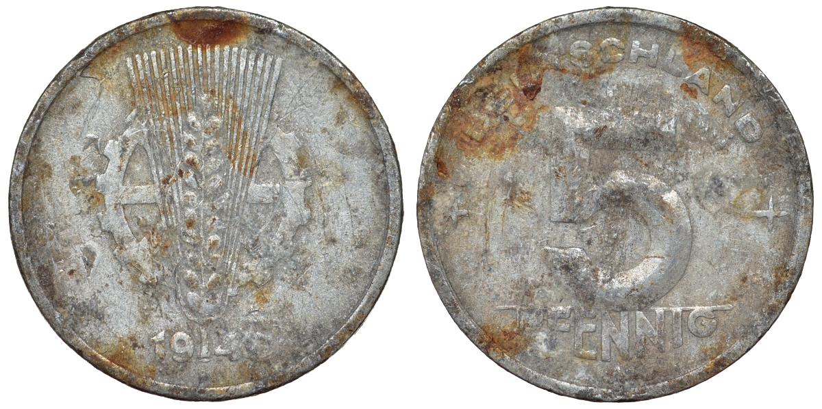 ГДР 5 пфеннигов 1949 A KM 2 алюминий 4119-826