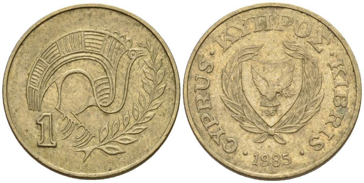 Кипр 1 цент 1985 KM 53.2 никель латунь 4174-1118