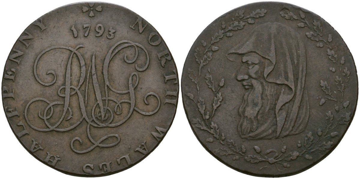 Северный Уэльс 1/2 пенни 1793 Dalton & Hamer 1-4 медь 000-000