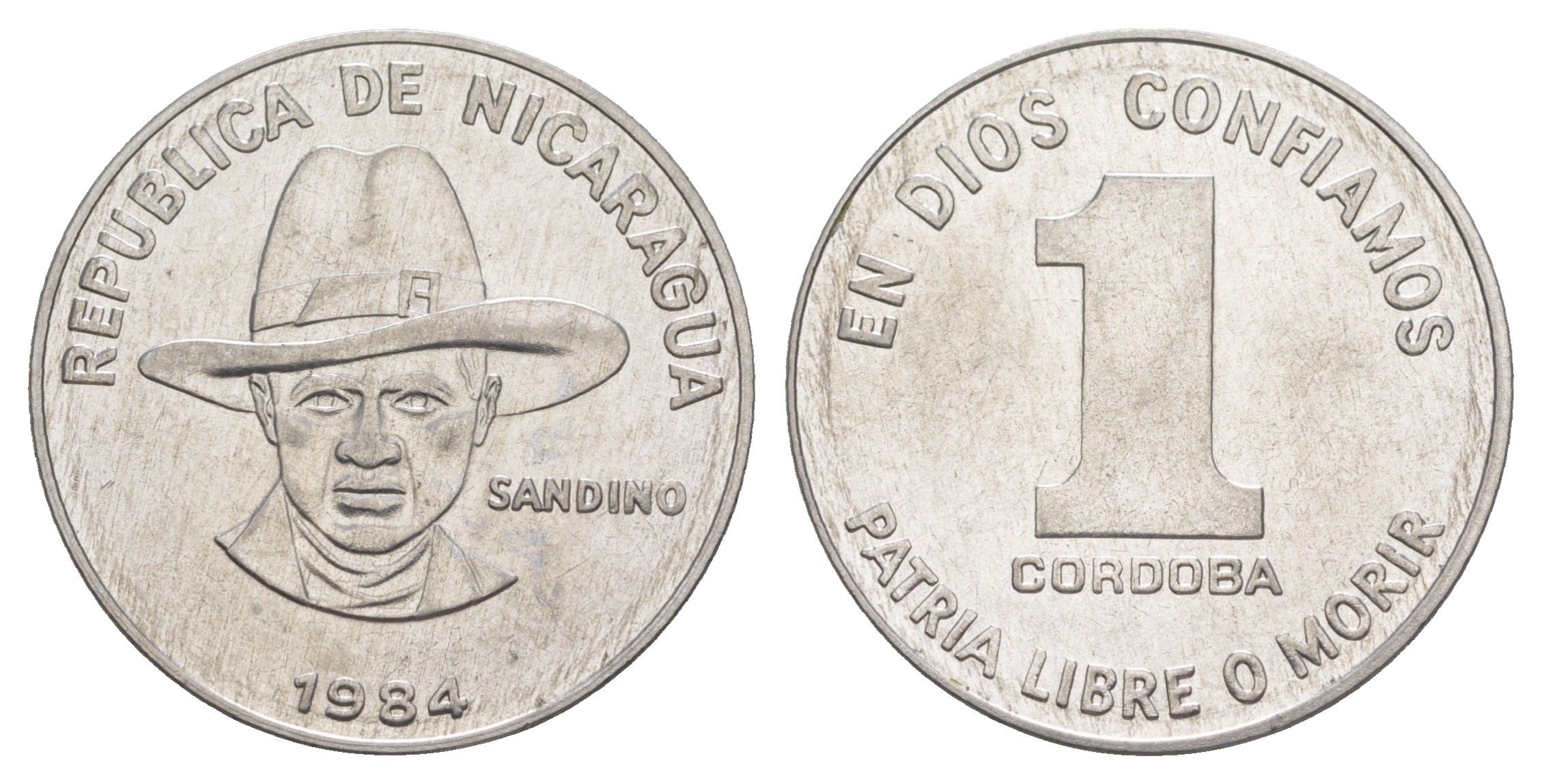 Никарагуа 1 кордоба 1984 KM 43a сталь плакированная никелем UNC 4641-347