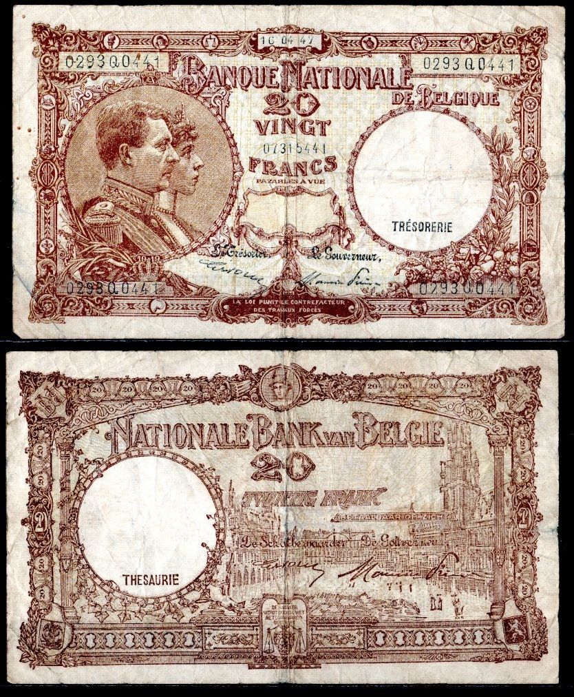 Бельгия 20 франков 1947 Pick 111 бумага 7457-37-1-1