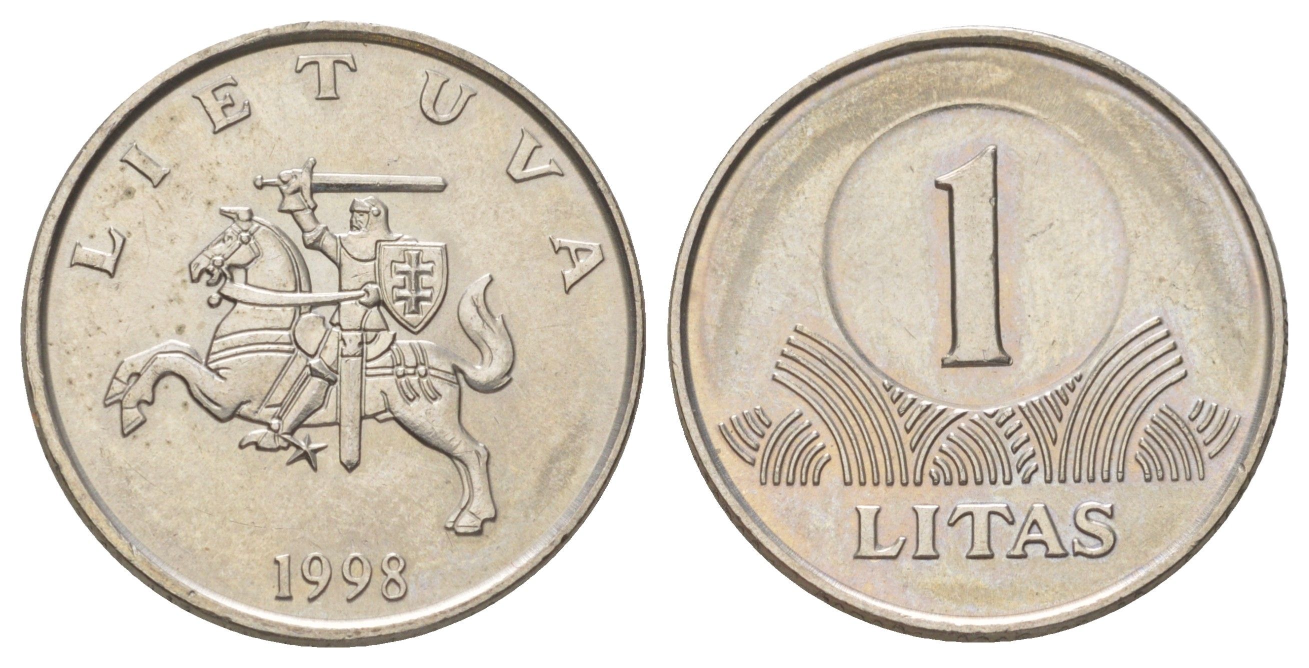 Литва 1 лит 1998 KM 111 медно-никель UNC 4624-711