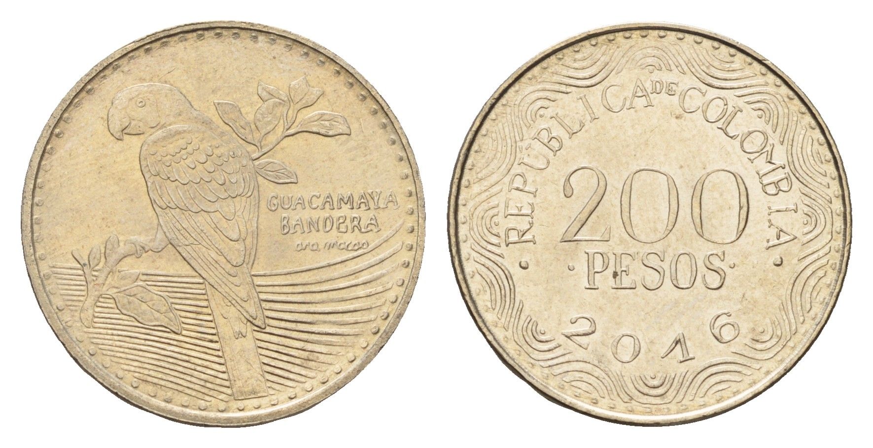 Колумбия 200 песо 2016 KM 297 медь цинк никель UNC 4686-444