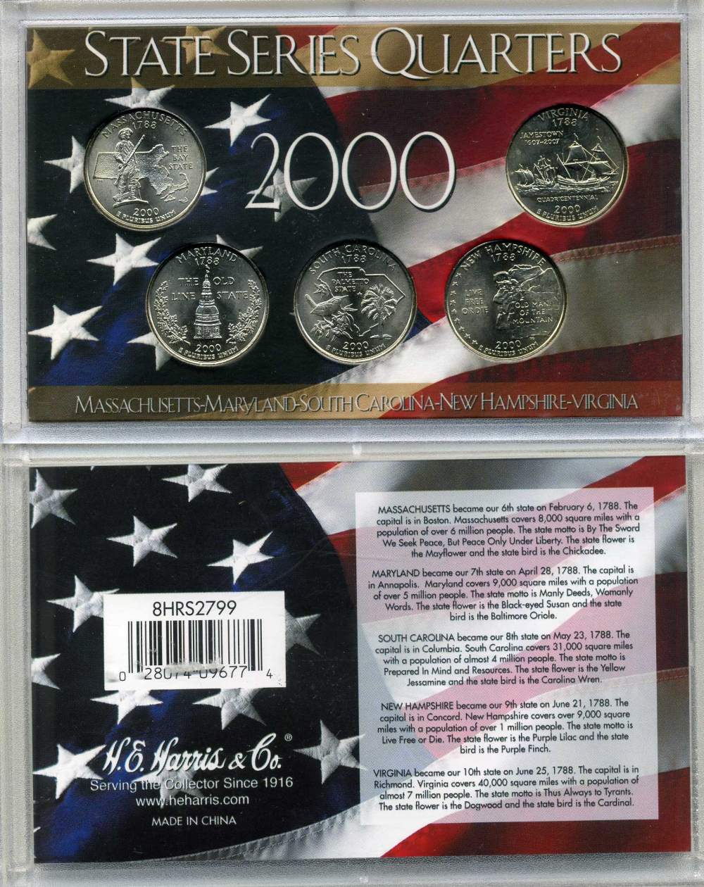 США госнабор из 5 монет по 25 центов 2000 юбилейные UNC 7-5-2-14