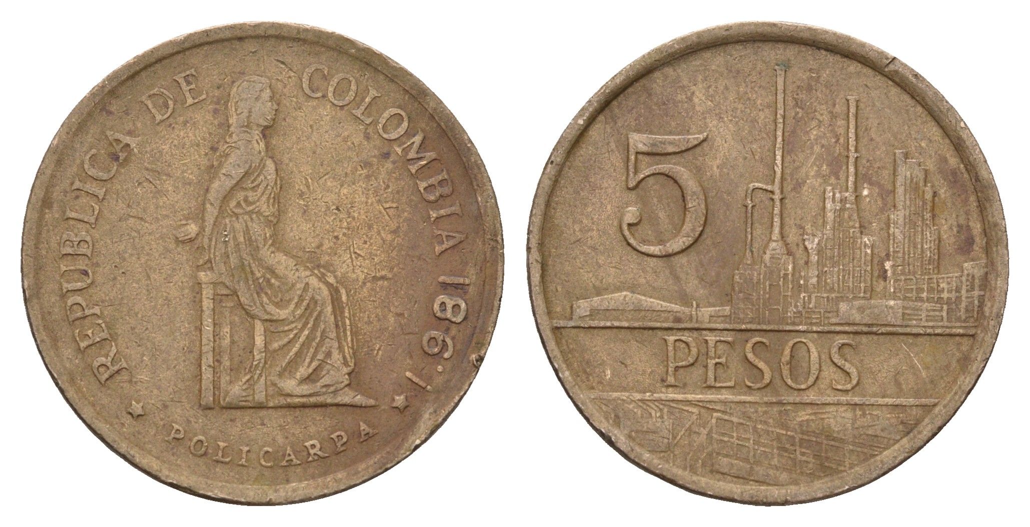 Колумбия 5 песо 1981 KM 268 бронза 4142-254