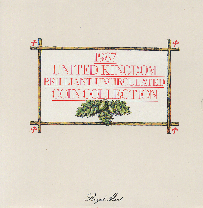 Великобритания набор из 7 монет 1987 буклет, сертификат UNC 7-4-75