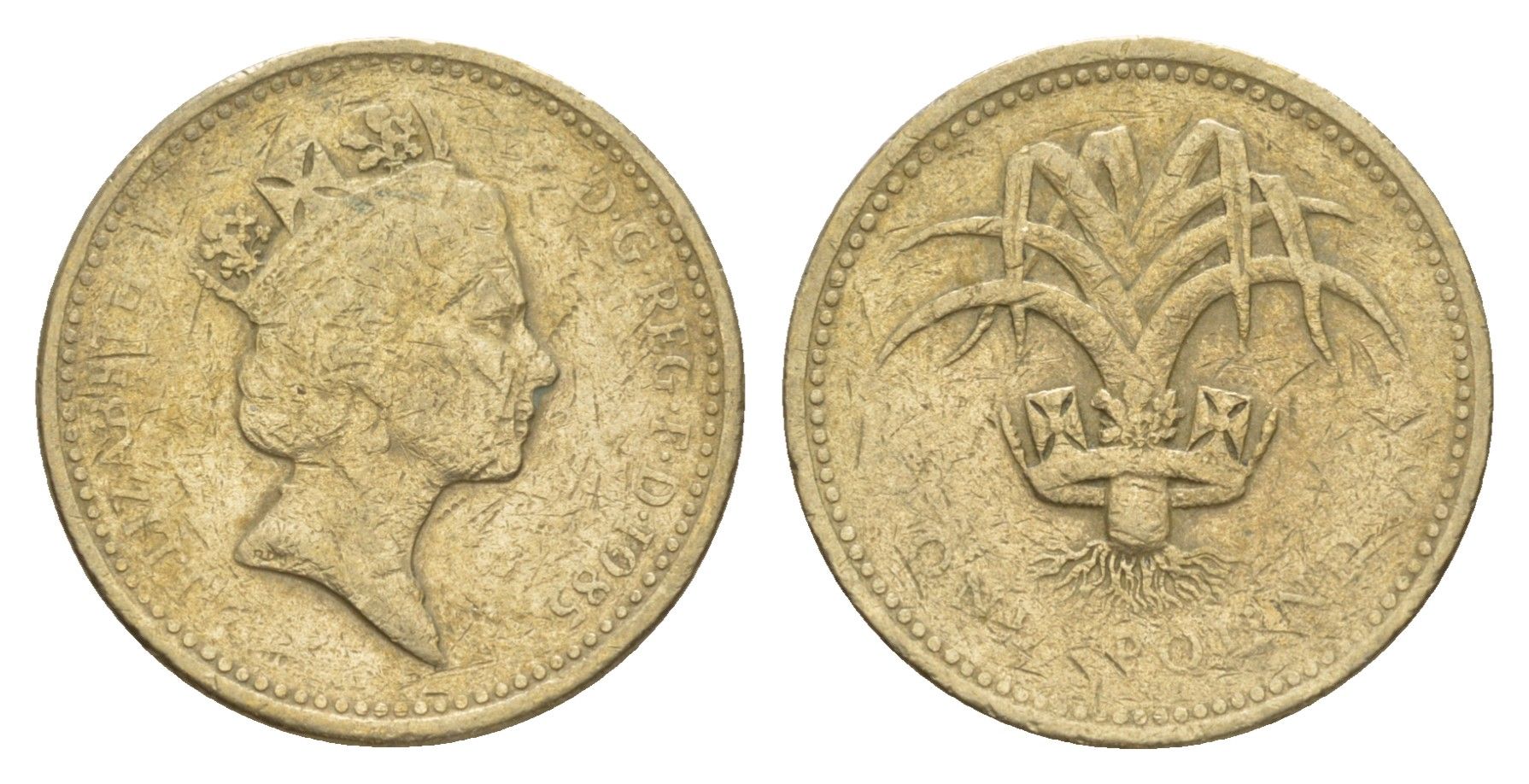 Великобритания 1 фунт 1985 Елизавета II (1952-2022) KM 941, Spink 4331 никель латунь 4638-743