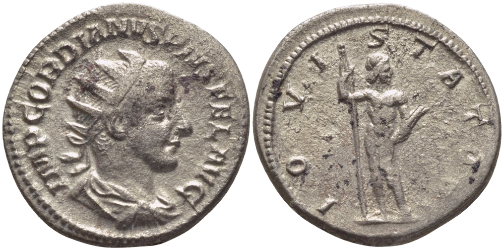 Римская Империя антониниан 241 - 243 Гордиан III, IOVI STATORI,Юпитер, Рим, Good Very fine RIC 84 серебро 1073-15-14