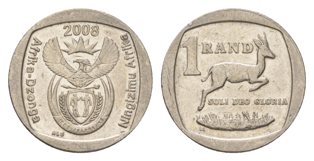 ЮАР 1 ранд 2008 KM 444 медь плакированная никелем 4627-517