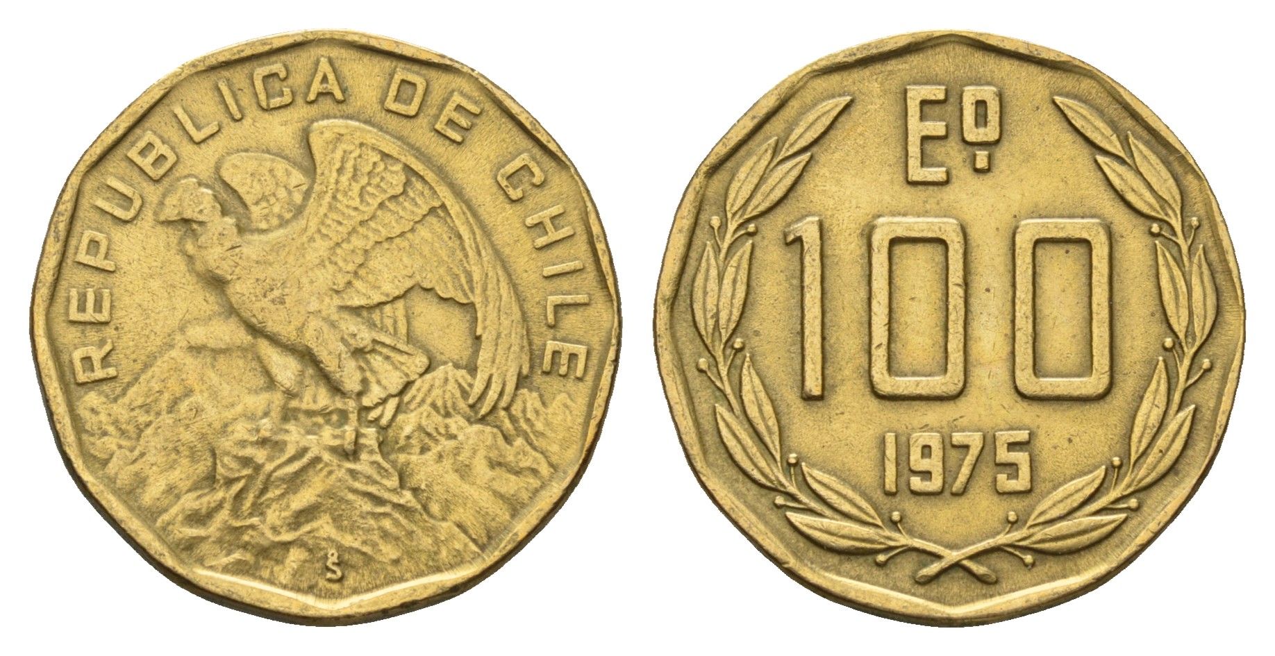 Чили 100 эскудо 1975 KM 202 никель латунь 4116-224