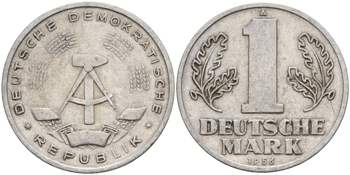 ГДР 1 марка 1956 A KM 13 алюминий 117-557