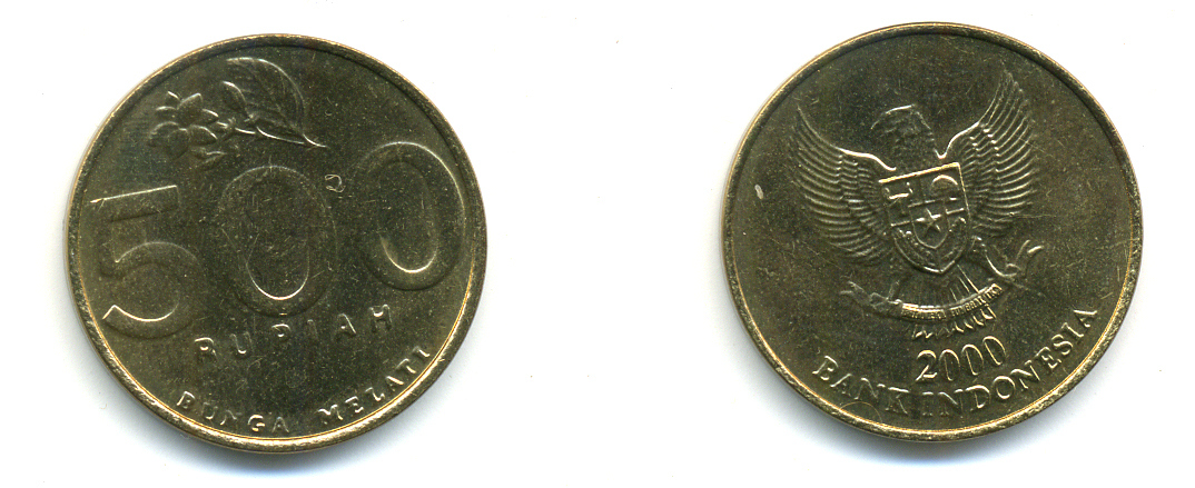 ИНДОНЕЗИЯ 500 РУПИЙ 2000 KM 59 алюминиевая бронза 76-942