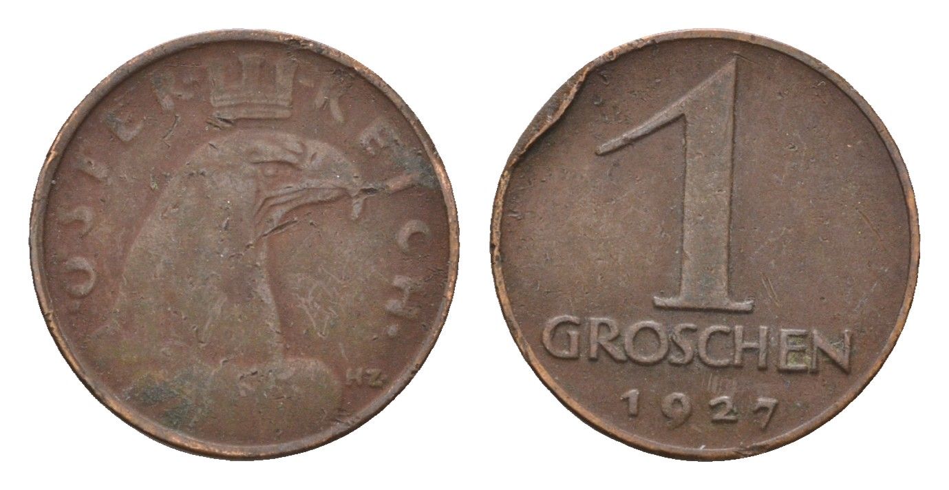 Австрия 1 грош 1927 KM 2836 бронза 4669-1232