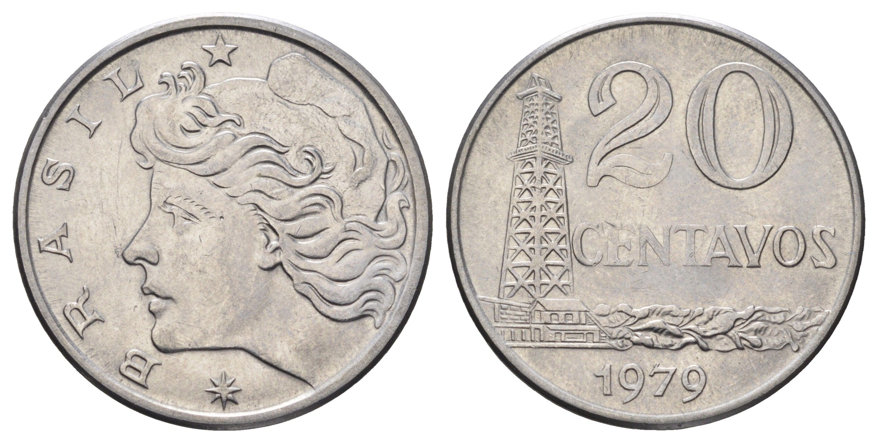 Бразилия 20 сентаво 1979 KM 579.1a нержавеющая сталь UNC 4150-557