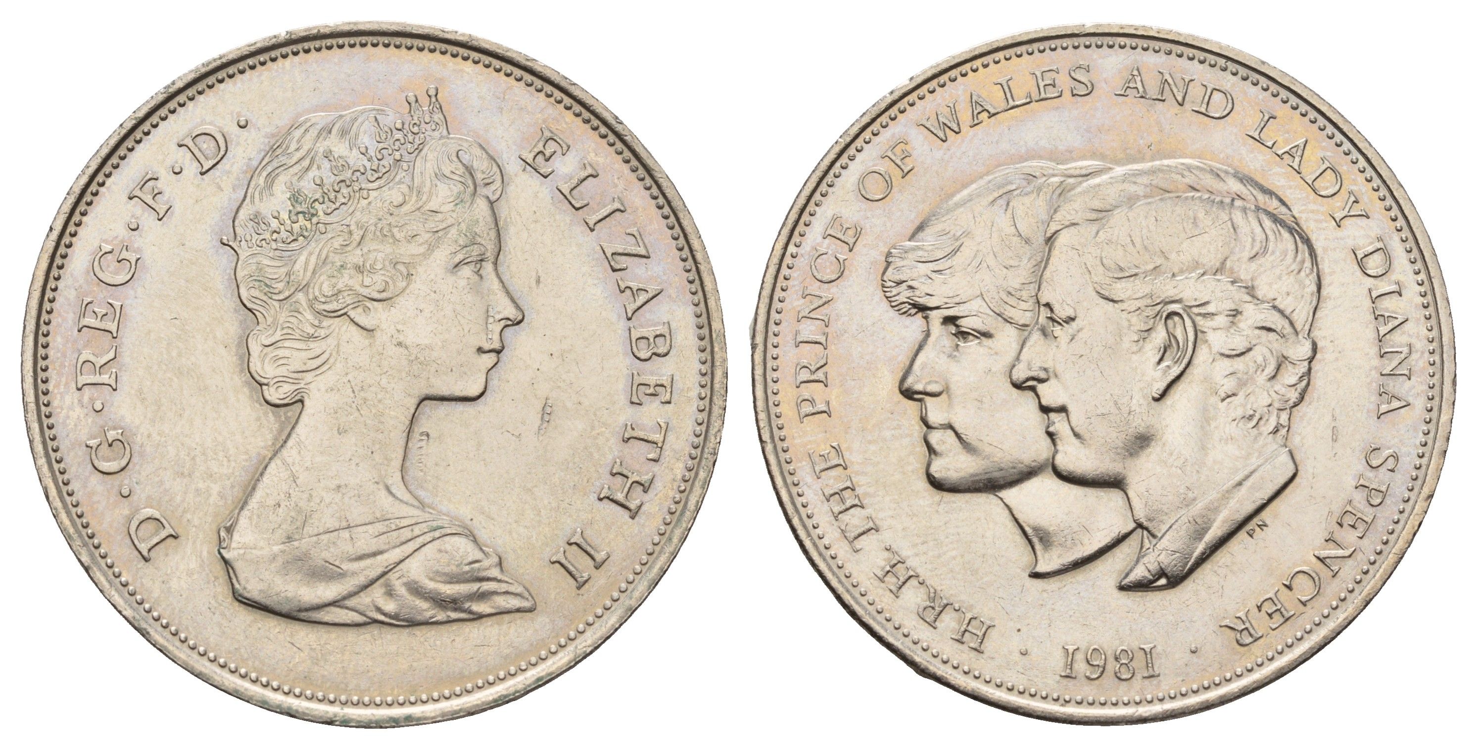 Великобритания 25 пенсов 1981 Королевская свадьба принца Чарльза и леди Дианы, Елизавета II (1952-2022) KM 925, Spink 4229 медно-никель 4552-632