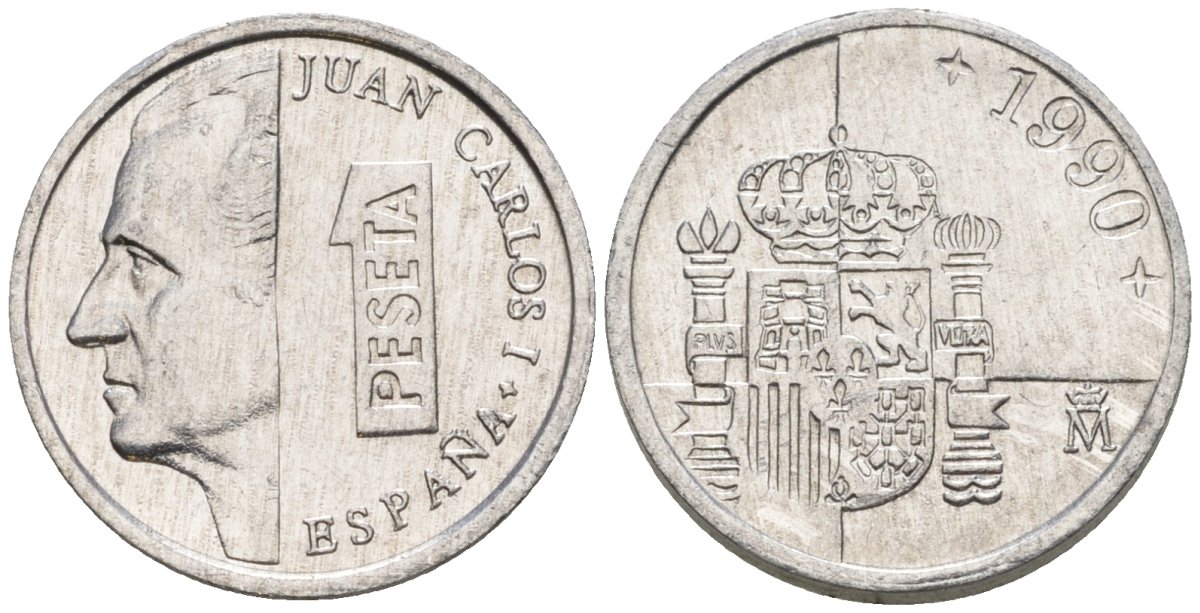 Испания 1 песета 1990 M, Хуан Карлос I (1975-2014) KM 832 алюминий 4602-1144