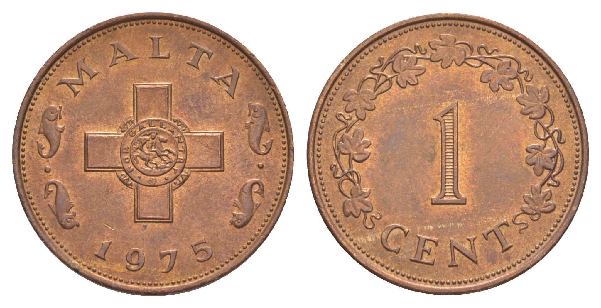 Мальта 1 цент 1975 KM 8 бронза UNC 4646-1223