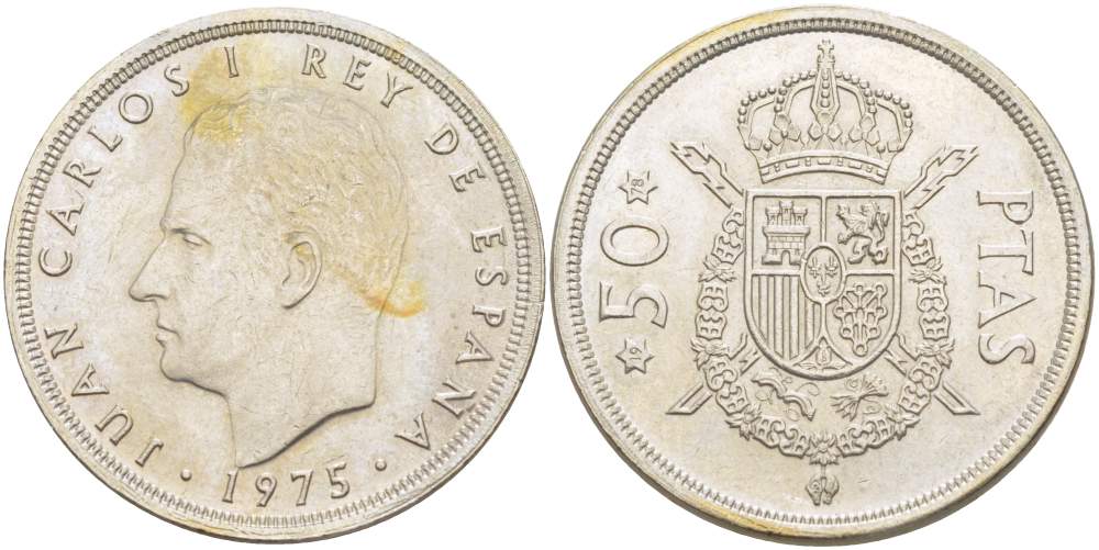 Испания 50 песет 1975 (78) Хуан Карлос I (1975-2014) KM 809 медно-никель 4521-1035