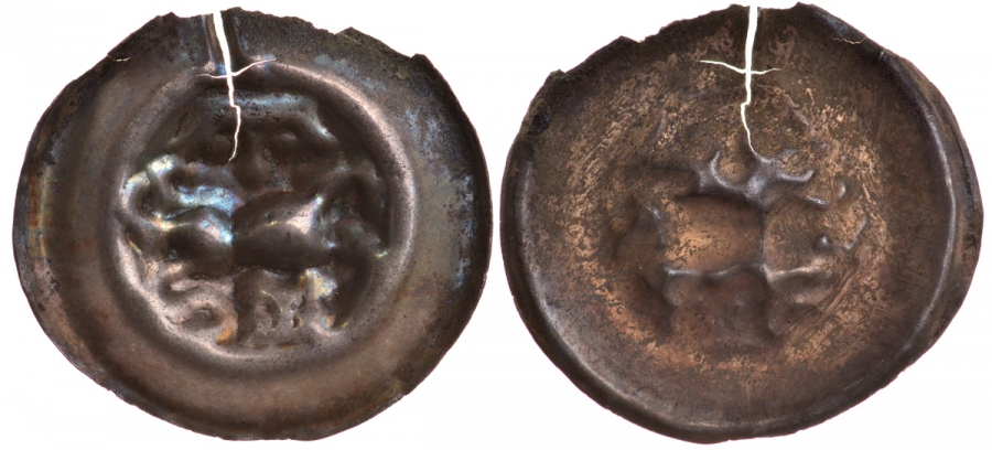 Брауншвейг брактеат ND Лев, 0,82 гр Denicke 168, Berger 700, Welter 232 серебро 00-1067-5-22