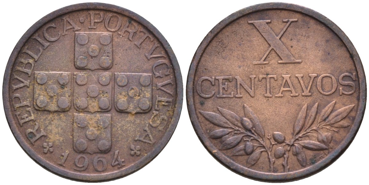 Португалия 10 сентаво 1964 KM 583 бронза 4588-442