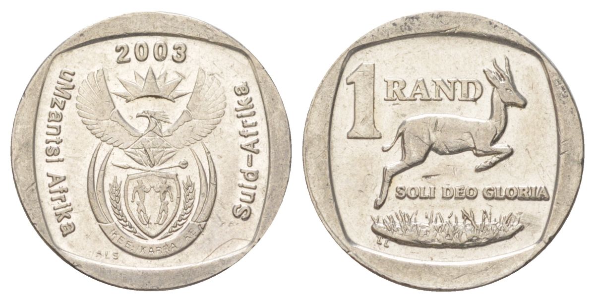 ЮАР 1 ранд 2003 KM 332 медь плакированная никелем 4627-363