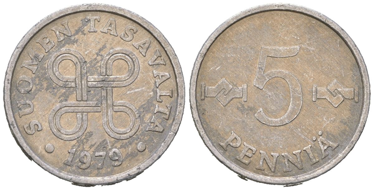Финляндия 5 пенни 1979 KM 45a алюминий 4618-761