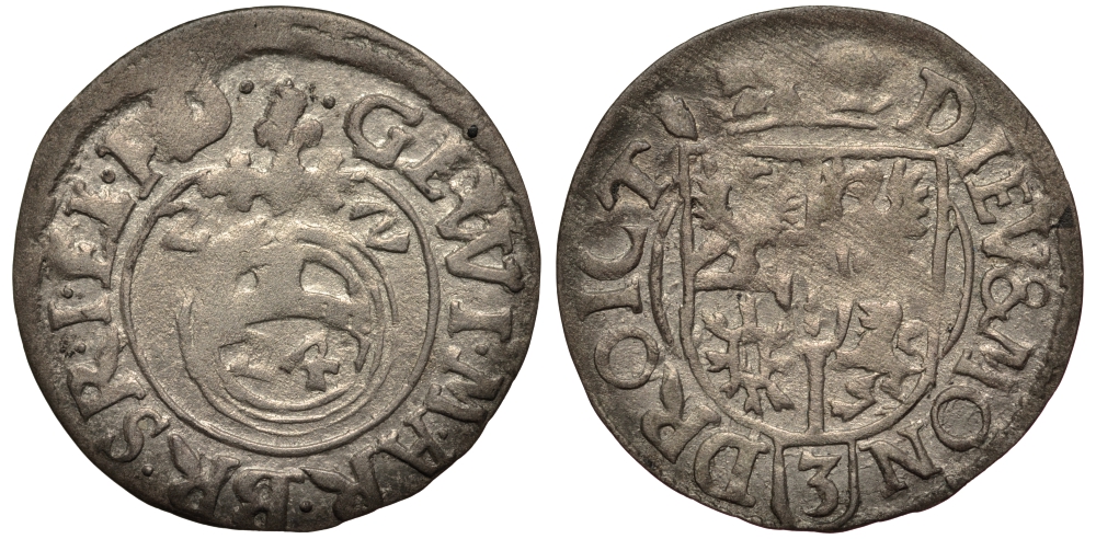 Бранденбург-Пруссия 1/24 талера 1622 Георг Вильгельм (1619-1640). вес 1,11 гр. KM 106 серебро 1516-142