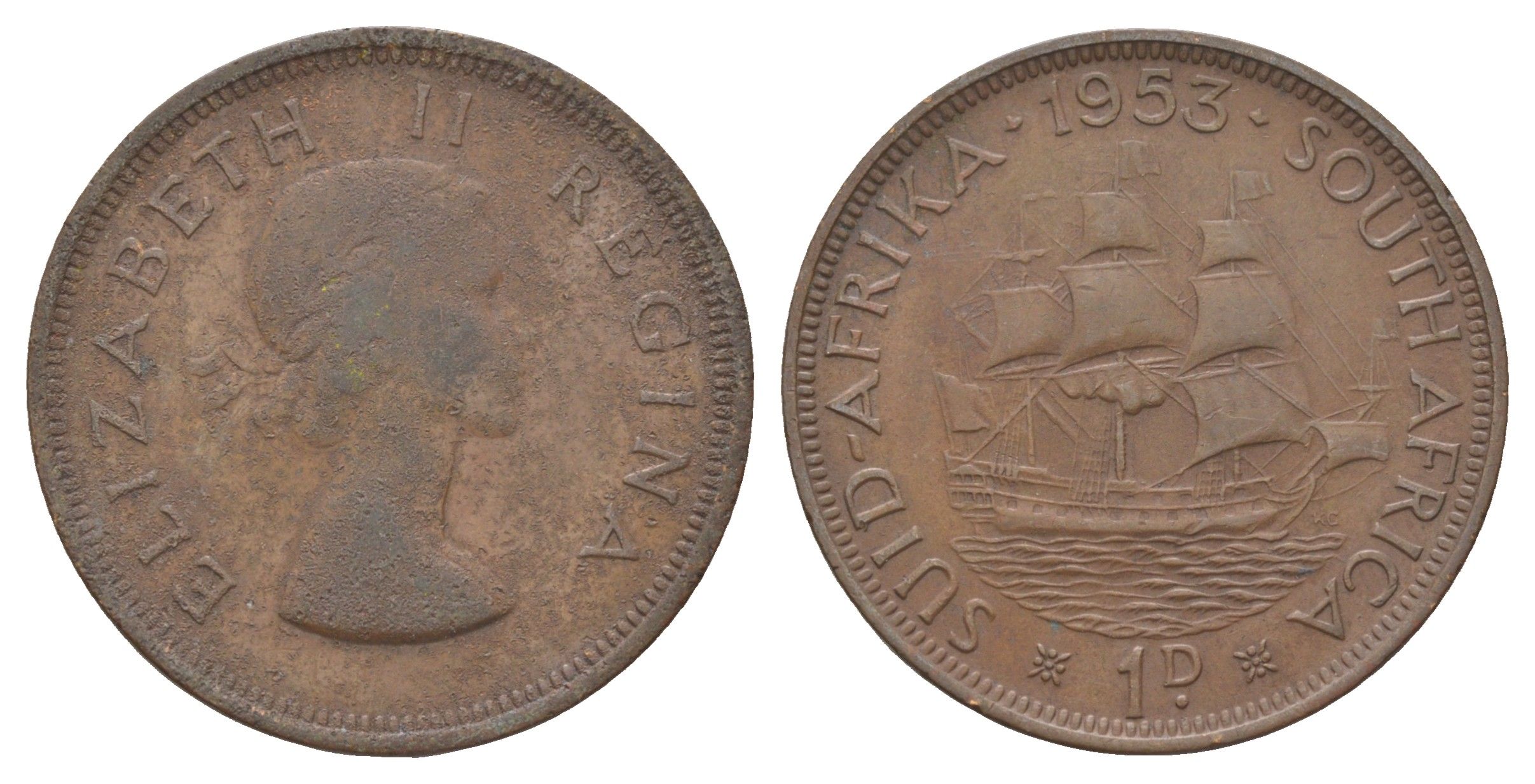 ЮАР 1 пенни 1953 KM 46 бронза 11-230-52