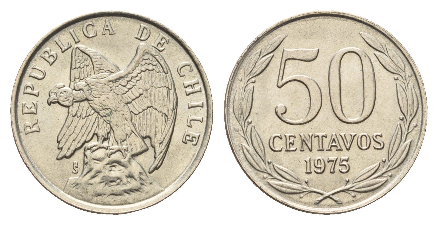Чили 50 сентаво 1975 KM 206 медно-никель aUNC 4688-321