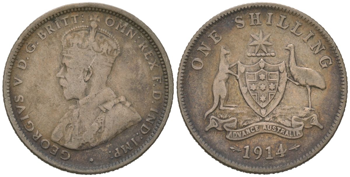 Австралия 1 шиллинг 1914 Георг V (1910-1936) KM 26 серебро 71-1147
