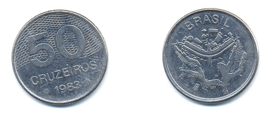 БРАЗИЛИЯ 50 КРУЙЗЕЙРО 1983 KM 594.1 сталь aUNC 51-4815