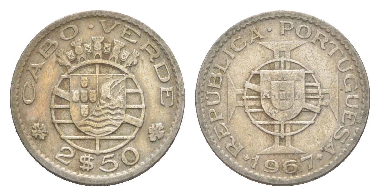 Кабо-Верде 2,5 эскудо 1967 KM 9 никель латунь 4651-845