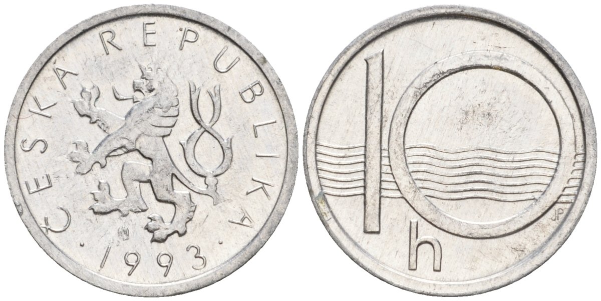 Чехия 10 геллеров 1993 b' KM 6 алюминий 4532-1159