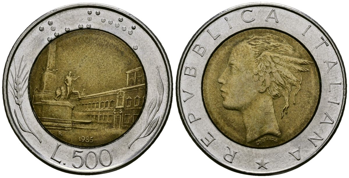 Италия 500 лир 1985 KM 111 биметалл 4165-1041