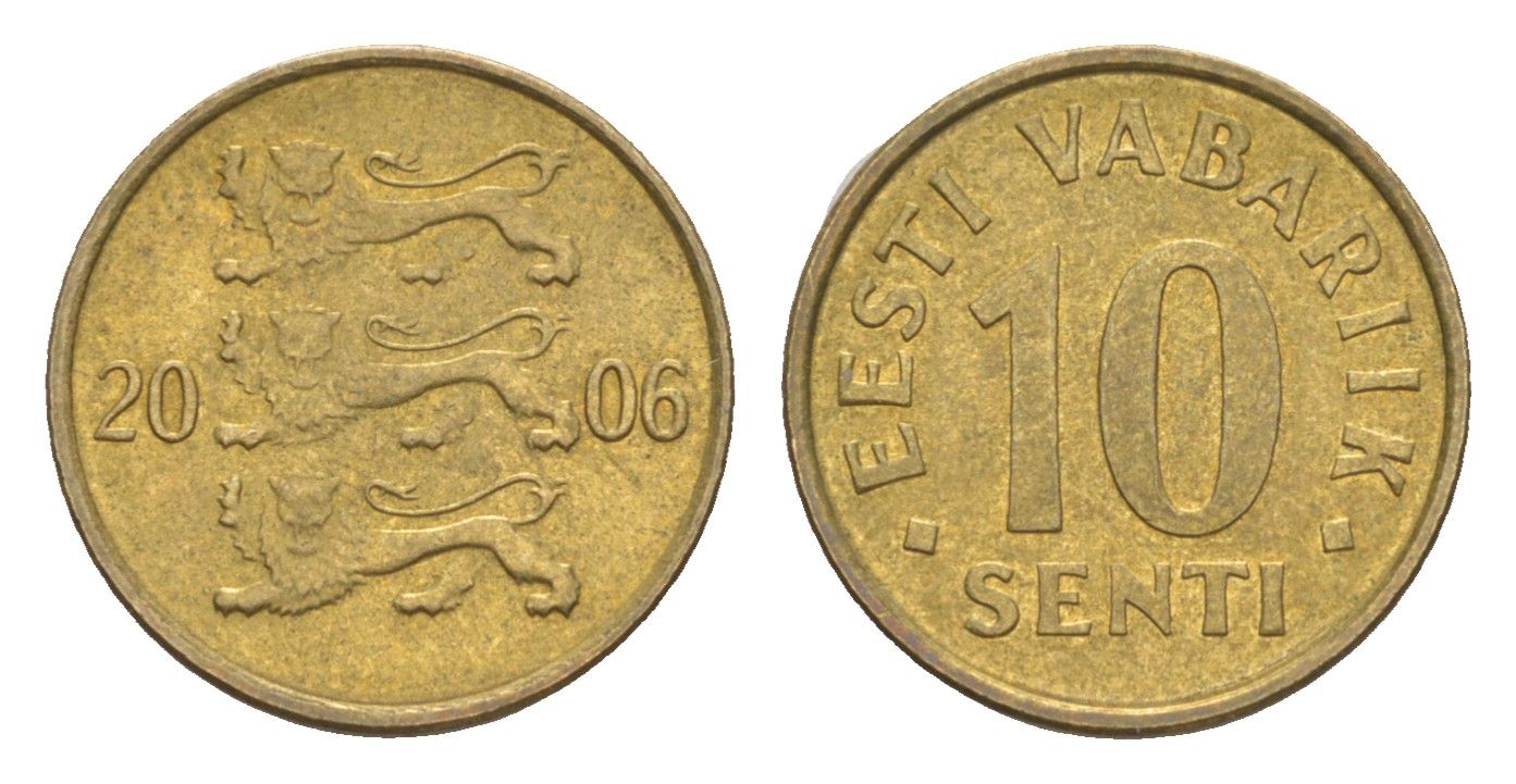 Эстония 10 сентов 2006 KM 22 латунь 4383-1143