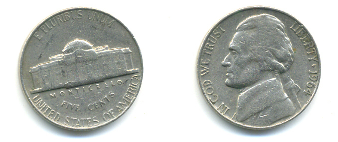 США 5 ЦЕНТОВ 1964 ДЖЕФФЕРСОН KM А192 медно-никель 179-713