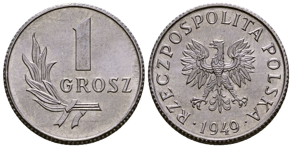 Польша 1 грош 1949 Y 39 алюминий 4164-954