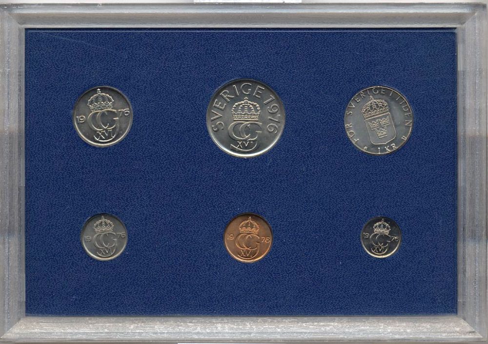 Швеция набор из 6 монет 1976 Карл XVI Густав (1973- ) официальный набор монетного двора UNC 2-4-1-22